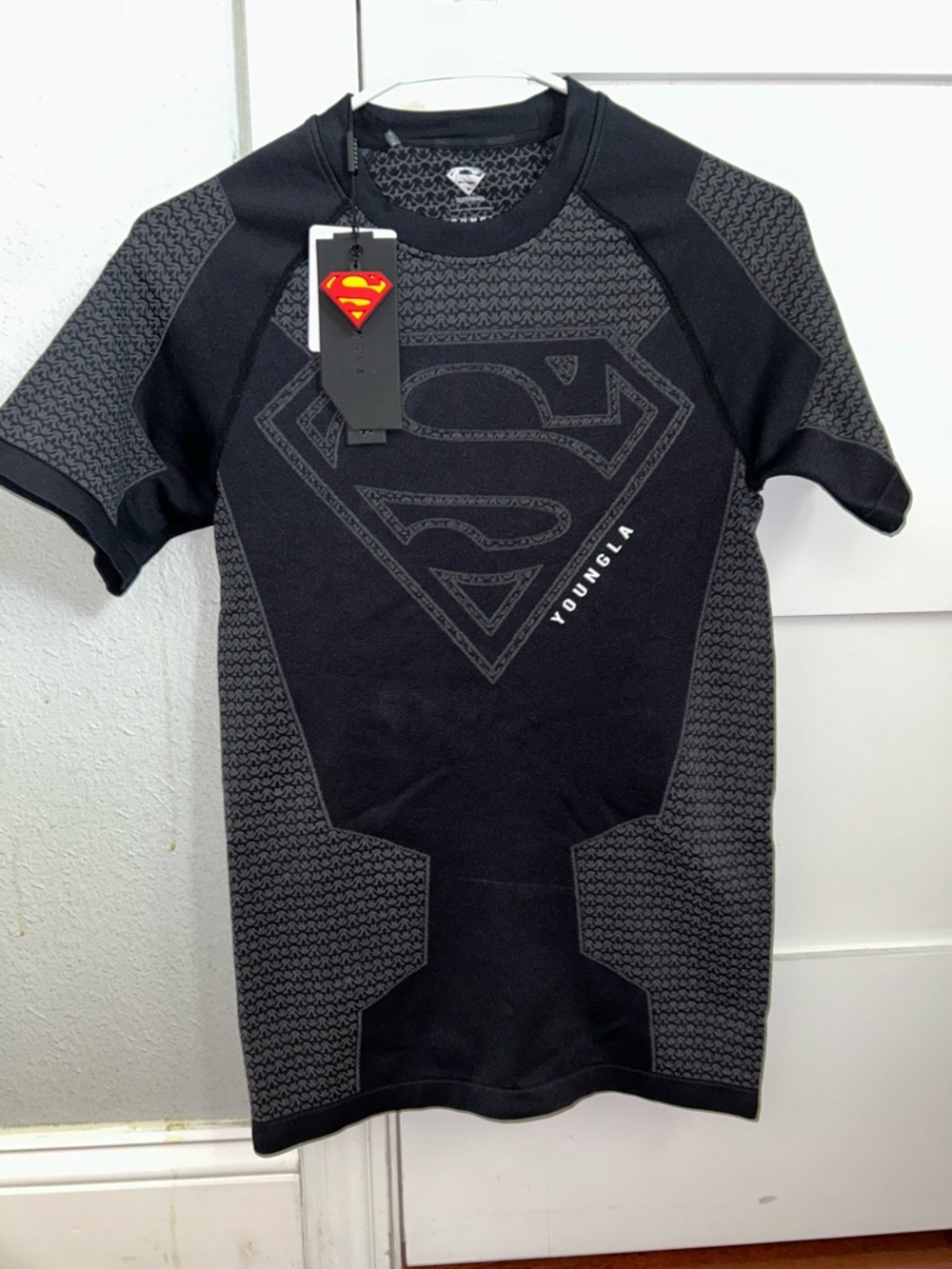 YoungLA Black and Gray Superman Compression Tee